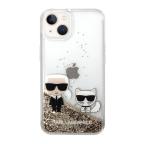Maska Futrola Karl Lagerfeld Liquid Glitter Case Karl And Choupette za Iphone 14 Plus zlatna Full ORG (KLHCP14MGKCD) slika 2