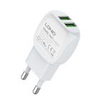 Kucni punjac LDNIO A2218 2xUSB 2.4A 12W Lightning beli cena 1500 din slika