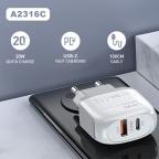 Kucni punjac LDNIO A2316C QC3.0 18W, PD 20W Type-C na Lightning beli slika 4