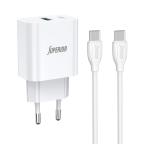 Kucni punjac Superior SU-P102 20W Super Fast USB A QC3.0+Type C sa Type C na Type C kablom beli (CERT) cena 5000 din slika