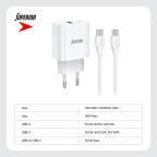 Kucni punjac Superior SU-P102 20W Super Fast USB A QC3.0+Type C sa Type C na Type C kablom beli (CERT) slika 4