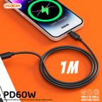 USB data kabal Moxom MX-CB231 PD 60W Type-C na Type-C 1m crni slika 2