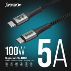 USB data kabal Superior SU-K103 pleteni Fast 100W 5A Type C na Type C 1m sivi slika 5