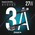 USB data kabal Superior SU-K105 Cink 27W 3A Type C na Lightning 1m crni slika 6