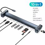 Adapter Type C JWD-TC45 na LAN, PD, HDMI, Type C, 3x USB 3.0, SD, TF,  3.5mm 10 u 1 sivi cena 8000 din slika