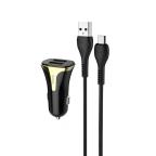 Auto punjac HOCO Z31 QC3.0 2xUSB sa micro USB kablom crni cena 2000 din slika