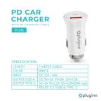 Auto punjac Pluginn PI-21S, PD 20W, QC 3.0 18W, sa PD lightning kablom beli slika 2