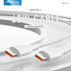 Data kabl KONFULON DC67, 60W, Type C na Type C beli 1m slika 2