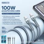 Data kabl REMAX Fast charging 100W PD RC-172 Type C na Type C srebrni 1m slika 3