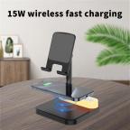 Desktop drzac za mobilni telefon HT531 sa wireless punjacem i LED svetlom crni slika 4