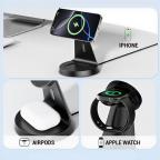 Desktop drzac za mobilni telefon magnetic ZJ02 3u1 (wireless punjac za mobilni telefon, slusalice i Apple smart watch) slika 4