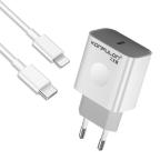 Kucni punjac KONFULON C69D+DC13 PD20W sa PD kablom Type C na iPhone lightning beli cena 3000 din slika
