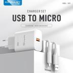 Kucni punjac KONFULON C87Q, sa micro USB kablom beli cena 3000 din slika