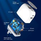 Kucni punjac LDNIO A2522C QC3.0, PD, PPS, LED Display, 30W sa Type C na iPhone lightning kablom beli slika 4