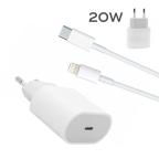 Kucni punjac PD Fast charger 20W 3A za iPhone 11/12 sa PD lightning kablom HQ CE beli cena 4000 din slika