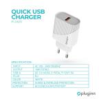 Kucni punjac Pluginn PI-D52S, QC3.0 18W sa micro USB kablom beli CE slika 2
