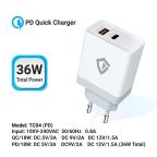 Kucni punjac Teracell Evolution TC-04, QC PD, USB-PD 18W+18W, 36W (total) sa lightning kablom beli CE slika 2