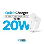 Kucni punjac Teracell Evolution TC-07 PD Fast charging  20W sa PD iPhone lightning kablom beli CE cena 3000 din slika
