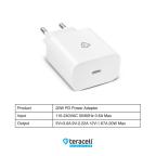Kucni punjac Teracell Evolution TC-07 PD Fast charging  20W sa PD type C kablom beli CE slika 3