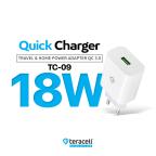 Kucni punjac Teracell Evolution TC-09 QC3.0 18W sa iPhone lightning kablom beli CE cena 3000 din slika