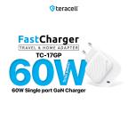 Kucni punjac Teracell Evolution TC-17GP, GaN, PPS, PD 3.0, 60W sa PD Type c kablom beli CE cena 4000 din slika