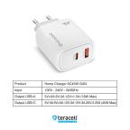 Kucni punjac Teracell Evolution TC-19, GAN, QC, PD Fast charging 45W beli CE slika 3
