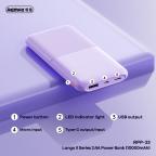Power bank prenosiva baterija REMAX Lango II Series RPP-23 2.4A 10000mAh beli slika 3