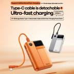 Power bank prenosiva baterija REMAX Range Series FP-122 22.5W sa integrisanim Type C kablom 10000mAh narandzasta slika 2