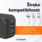 Punjac univerzalni Terabyte TR65W, GaN, PPS, PD 3.0, QC 3.0, 65W sa PD Type c kablom crni CE slika 4
