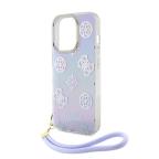 Maska Torbica Guess Hc PC TPU Iridescent Glitter Pattern Peony Cordstrap za iPhone 15 6.1 ljubicasta (GUHCP15SHPELISU) cena 4500 din slika